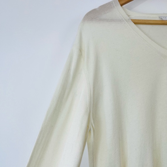 Prada Cream 100% Cotton Fine Knit V Neckline Classic Pullover Jumper UK L - Picture 5 of 12